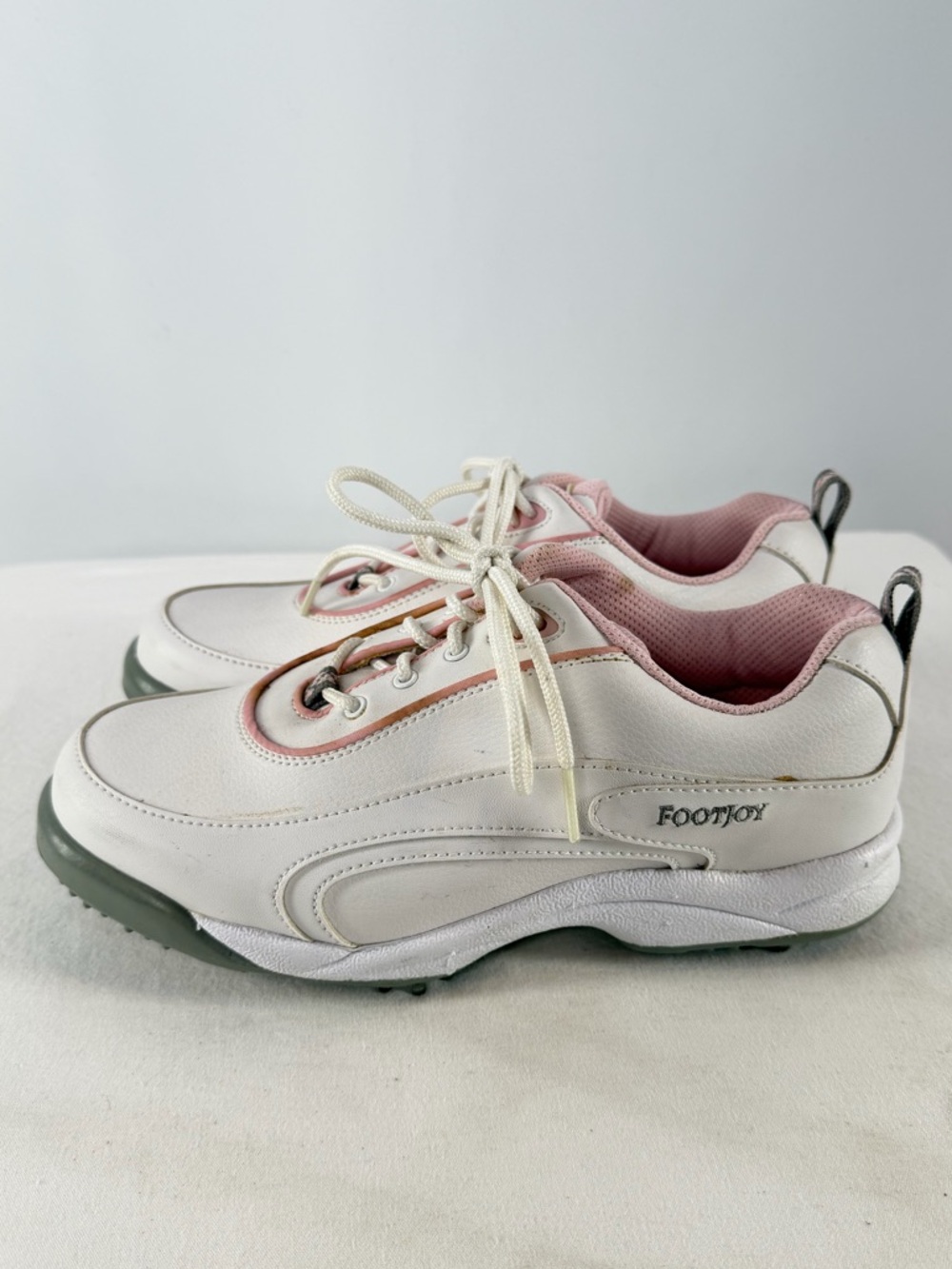 FootJoy GreenJoys Spiked Leather Golf Shoes in White Pink Size‎ 7 - Picture 2 of 8